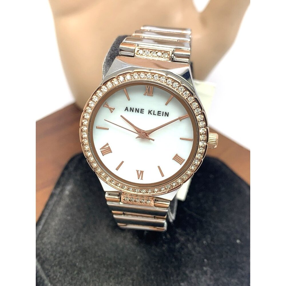 Anne Klein Women's Watch AK-4051 Quartz Mother of Pearl Dial Two Tone Steel 32mm